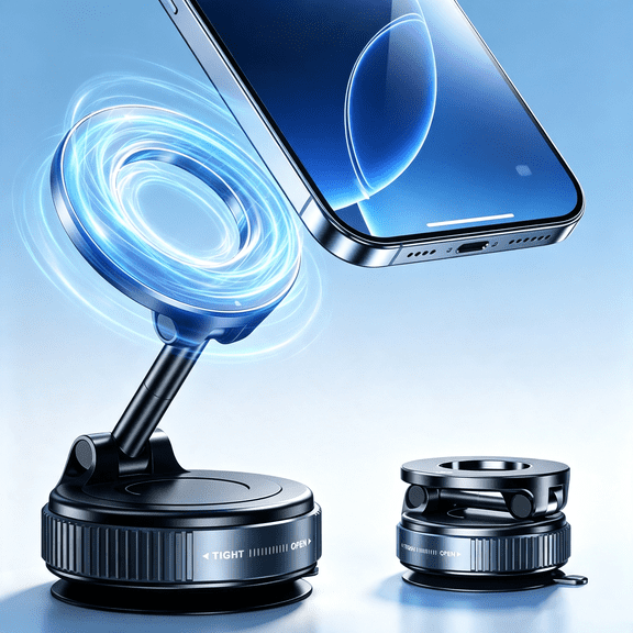 FAKYFJ 2026 Upgraded Vacuum Magnetic Car Phone Holder 360° Reinforced 96LBS Ultra Suction Cup Phone Mount for MagSafe Cell Phone Holders for Your Car/Gym/Mirror Mount for iPhone & Android