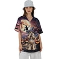 thumbnail image 4 of Spooky Halloween Night Witch Cocker Spaniel Glowing Pumpkins Hawaiian Shirt Breathable Summer Unisex Merch Cockers Dog Lover Gifts - 12015, 4 of 6