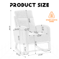 thumbnail image 3 of Tcbosik Upholstered Rocking Chair, Teddy Fabric Accent Armchair with Side Pocket, Mid Century Modern Glider Rocker with High Backrest for Living Room, Bedroom, Dark Grey, 3 of 7
