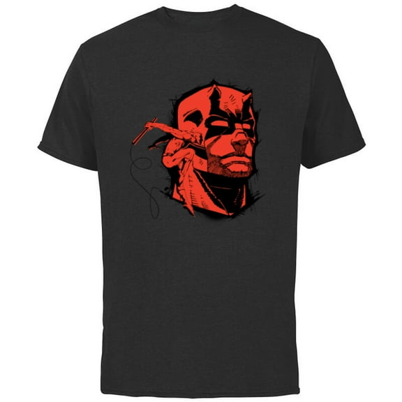 Marvel Daredevil Super Hero Comic Art Red & Black Face Raw - Short Sleeve Cotton T-Shirt for Adults - Customized-Black
