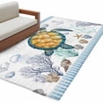 thumbnail image 2 of Area Rug for Living Room, Coastal Turtle Non-Slip Indoor Large Carpet for Bedroom/Dining Room, Ocean Nautical Starfish Conch Seashells Washable Low-Profile Rectangle Floor Runner Rugs - 4 x 6 Ft, 2 of 7