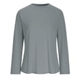 thumbnail image 5 of OIOLOYJM Women's Lightweight Long Sleeve T-Shirt Buttery Soft Loose Curved Hem Breathable Workout Yoga Tops Summer Basic Crewneck Athletic Running Shirts Dark Gray 2XL, 5 of 6