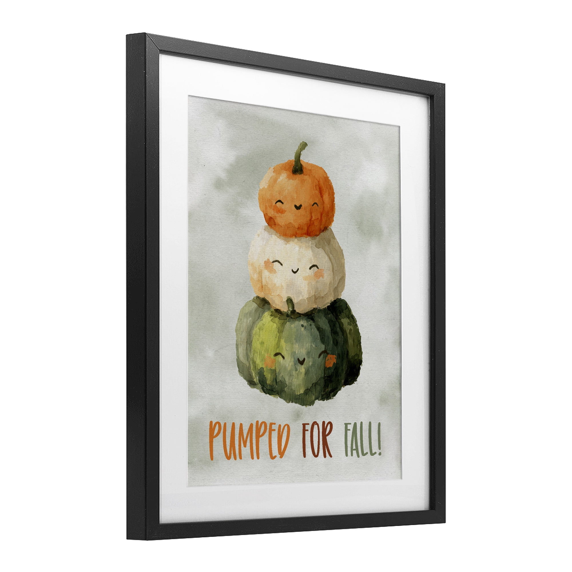 Stupell Industries Smiling Pumpkins Pumped For Fall Black Framed Print Under Glass, design by Ziwei Li