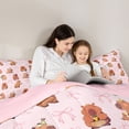 thumbnail image 4 of Erosebridal Brown Cartoon Capybaras 7-Piece Twin Bedding Sets For Kids,Pink Bow Cute Bowknot Bedding Comforter Set For Bowtie Girls ,Reversible Pink, 4 of 7