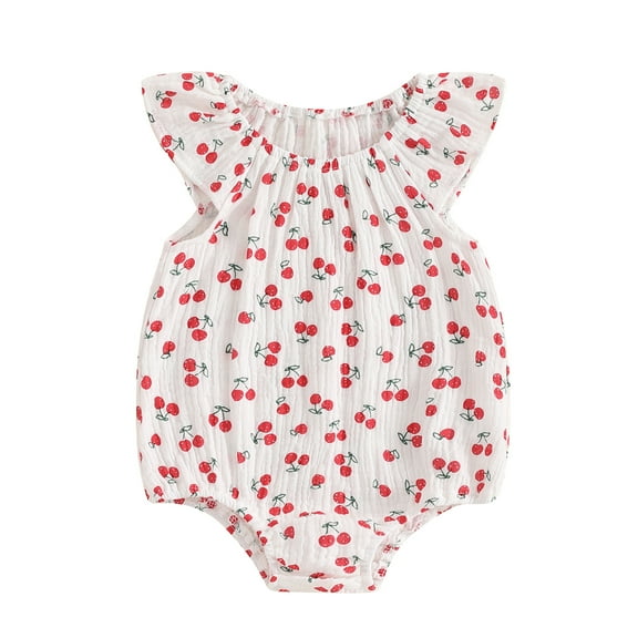 nvzhuang 2022 Summer Toddler Infant Newborn Baby Girl Bodysuit Cactus Radish Cherry Sleeveless Clothing Playsuit Round Neck Jumpsuit