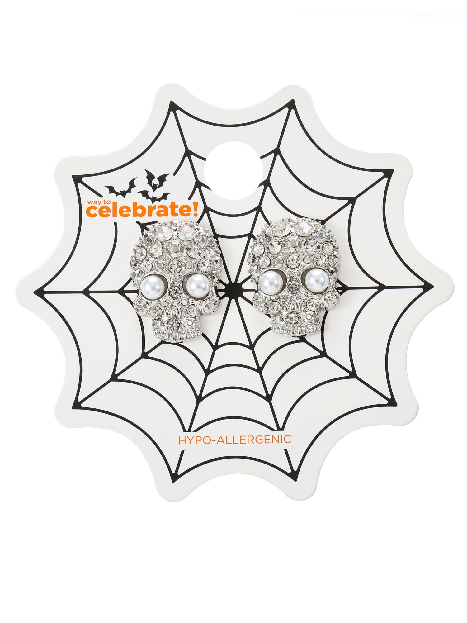 Way to Celebrate Skull Embellished Halloween Earrings, 1 Pair