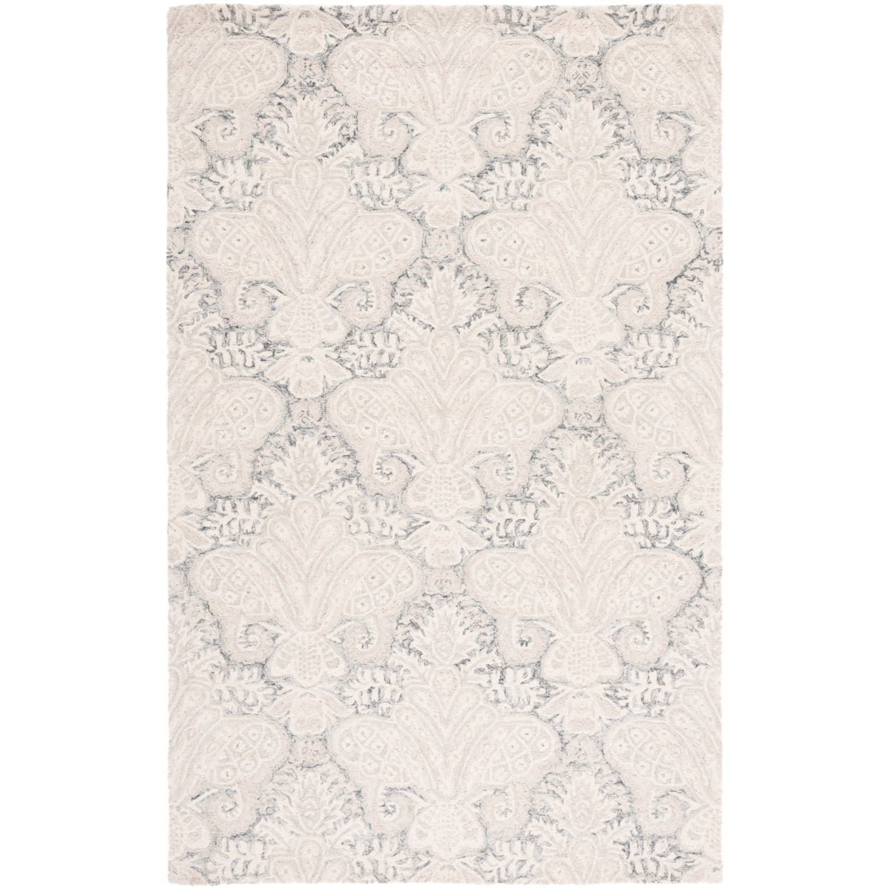 SAFAVIEH Micro-Loop Deziree Floral Runner Rug, Charcoal/Ivory, 2'3" x 5'