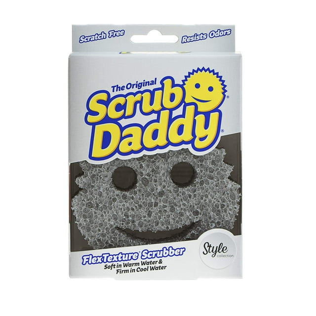 Fregadora Scrub Daddy Smiling, gris, esponja multiusos para platos, sin BPA y hecha con espuma de polímero, esponja de cocina resistente a manchas y olores (1 unidad)