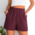 thumbnail image 2 of HKYNLAG Shorts for Women Dressy Casual Elastic High Waisted Ruffle Comfy Lightweight Summer Shorts for Beach Vacation Wine S, 2 of 6