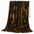 thumbnail image 2 of Moonlit Castle Procession with Medieval Maiden, Vintage Fantasy Kingdom Scene for Readers and Dreamers, Birthday Gift, Soft Flannel Blanket for Bedroom and Study, Storybook Home Decor, 2 of 9