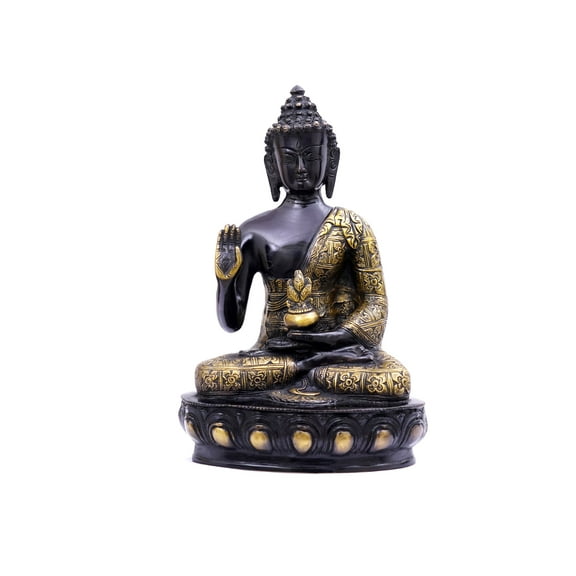 Lord Buddha Brass Statue - Blessing Buddha Idol for Garden, Puja, Home Mandirs, Gifts by Pooja Bazar 5 X 12 X 7 In