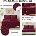 thumbnail image 4 of Burgundy Queen Comforter Set, 7 Pieces Bed in a Bag Queen Lightweight Bedding Set, All Season Soft 7PC Bed Set with Comforter, Flat Sheet, Fitted Sheet, Pillowcases & Pillow Shams, 4 of 16