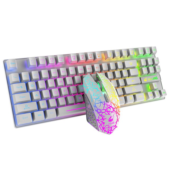 lionlar Gaming Wireless Illuminated Keyboard and Mouse Set, 2 in 1 Wireless Connection - White
