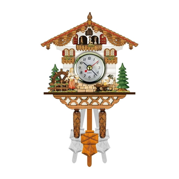Musatteng Pasta Timer Singing Cuckoo Cuckoo Wall Clock Chime Alarm Clock Retro Clock Wooden Living Room Clock