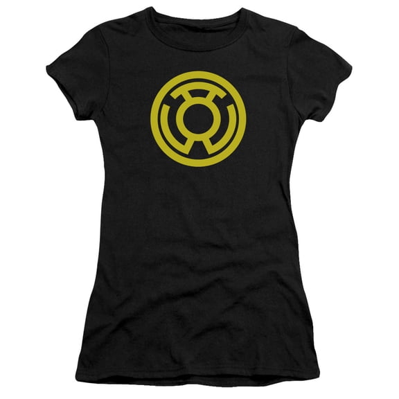 Green Lantern Yellow Emblem S/S Junior Women's T-Shirt Sheer Black