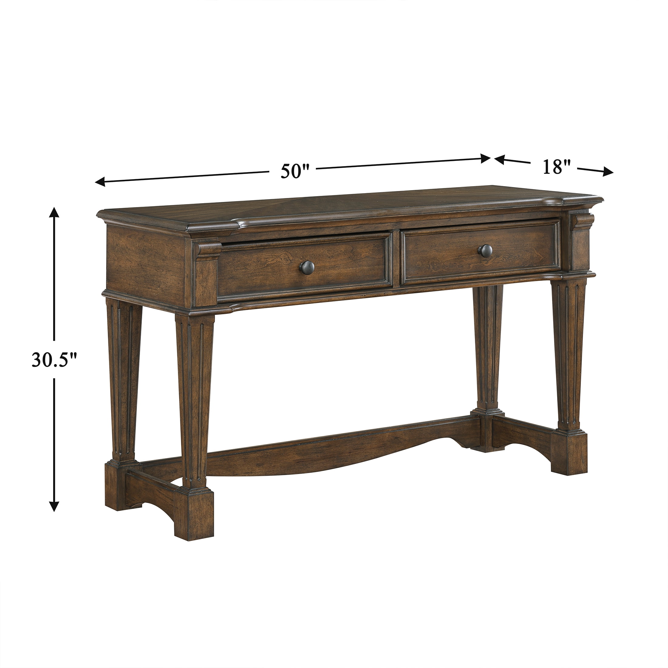 OakvillePark Soren Sofa Table with 2 Drawers, Brown