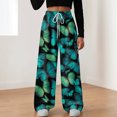 thumbnail image 2 of felwors Women's Floral Print Wide Leg Sweatpants – Soft Lounge Joggers with Drawstring Waist & Pockets, Casual Comfort Fit for Home, Travel & Everyday Wear（Green， S）, 2 of 8