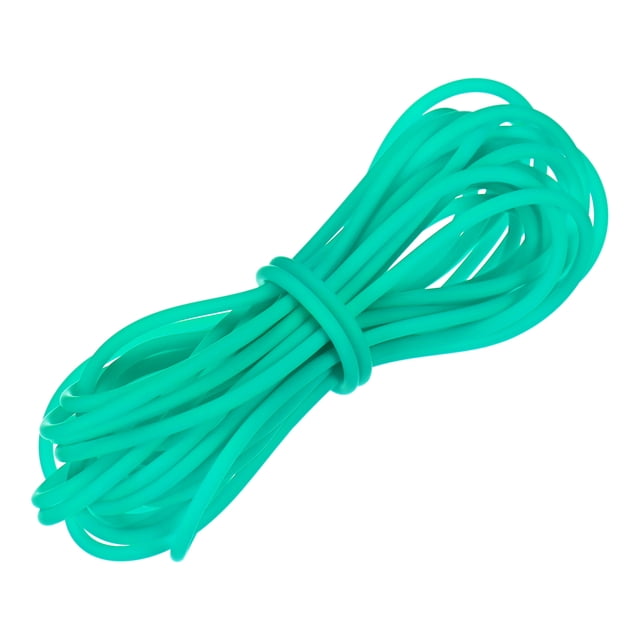 Cordón de goma tubular hueco Uxcell, cuerda elástica de 5.5 yardas de 3 mm con agujero de 1.5 mm para manualidades de bricolaje, cian