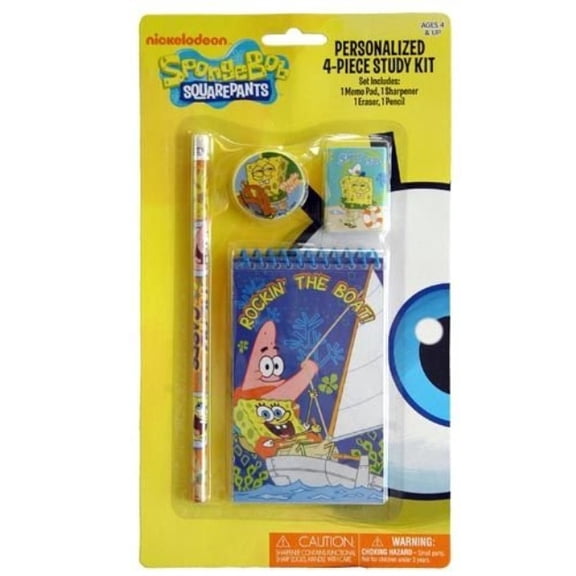 Sponge Bob Personalized Study Kit Set, 4 Piece