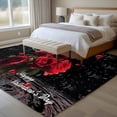 thumbnail image 4 of Rectangle Area Rugs 5 x 7 Ft, Red Roses Non-Slip Residential Carpet, Valentines Day Romantic Petal Floral Black Indoor Crawling Mats Runner Rugs for Living Room/Dining Room/Bedroom, 4 of 8