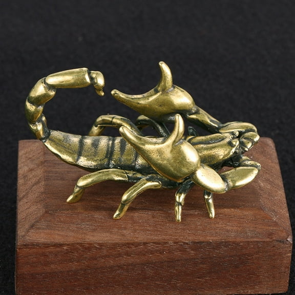 OUNONA Golden Brass Scorpion Shape Statue for Decor with Retro Style Perfect for Home Desk or Shelf 6.5 Inches