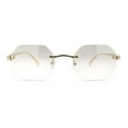 thumbnail image 5 of Bevel Octagonal Gangster Rimless Jaguar Head Hinge Showy Sunglasses Gold - Clear, 5 of 7