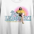 thumbnail image 3 of The Big Lebowski The Dude Returns Tour Crew Neck Short Sleeve Women's White Crop Top-XL, 3 of 4