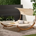 thumbnail image 3 of Double Sunbed with Canopy, Wood Yard Daybed with Shade, Outdoor chaise lounge for Two People, Poolside Loungers for Patio, Garden, Backyard, 3 of 9
