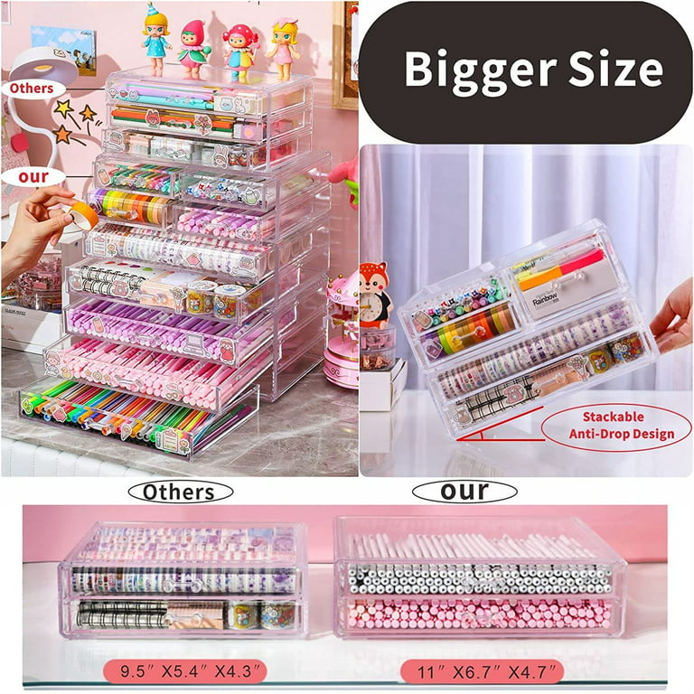 PIKADINGNIS 2PCS Clear Drawer Organizers Stackable 5 Drawers Acrylic Makeup  Organizers under the sink organizer bathroom 