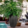 thumbnail image 2 of Ecobo 21.3" Tall, Eco-Friendly Round Pot Planter, Cocoa Indoor/Outdoor use, Durable, Versatile & Lightweight, Designed by Brazilian Artisans, Contemporary All-Weather Design – Dark Gray, 2 of 4