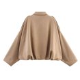 thumbnail image 3 of Women's Faux Suede Bomber Jacket Spring Lapel Pilot Coat Casual Oversized Long Sleeves Trendy Streetwear Outerwear Brown L, 3 of 3
