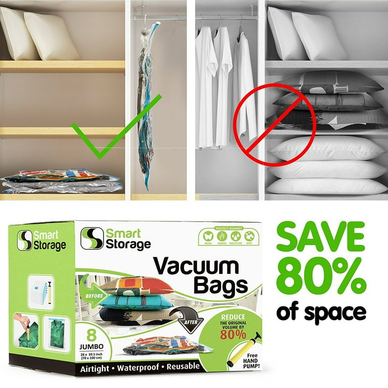 Smart Storage Vacuum Storage Bags, 8 Pack Space Saver Bags for