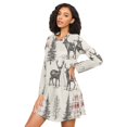 thumbnail image 3 of FORMRS Womens Long Sleeve Nightgowns Crew Neck Sleep Shirt Soft Pajamas Sizes S-3XL, Beige Deer, 3 of 8