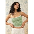thumbnail image 3 of Women'S Y2k Gingham Square Neck Crop Tank Tops Spaghetti Strap Lace Trim Bow- Front Tops - Shirt Green L, 3 of 5