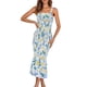 thumbnail image 1 of Vestido PRETTYGARDEN Azul Floral Midi Sin Mangas con Volantes Talla M, 1 of 6