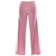 thumbnail image 3 of XINXIAOO Kids Girls Y2K Fold Over Yoga Pants Pink White Elastic Waist Contrasting Stripes Straight Wide Leg Soft Sweatpants Size 7-8 Years, 3 of 3