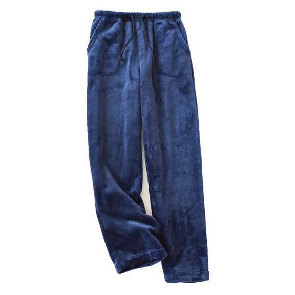 Women Fleece Pajama Pants with Pockets Drawstring Solid Color Polka Dot Sleepwear Trousers for Winter