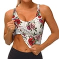 thumbnail image 3 of Picia Rose Flowers Sports Bra for Women,Padded Strappy Sports Bras Medium Support Yoga Bra with Removable Cups,Running Yoga Bra-, 3 of 9