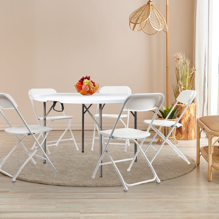 Ktaxon 4 Ft Round Folding Plastic Table, White, Indoor Outdoor