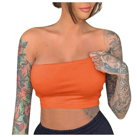

Women s Casual Sleeveless Bra Slim Short Solid Color Vest