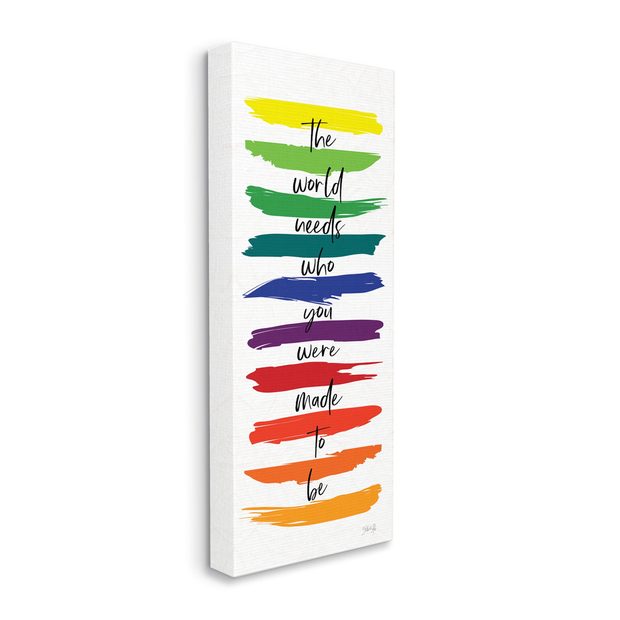 Stupell Industries Encouraging Bold Rainbow Quote Paint Brush Strokes Graphic Art Gallery Wrapped Canvas Print Wall Art, Design by Marla Rae