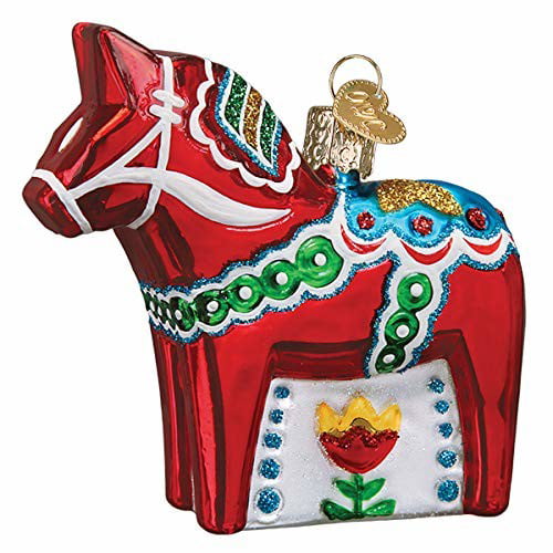 Removable Water-Activated Wallpaper Dala Horse Red Green Blue White Swedish Folk 