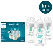 Philips Avent Anti-colic Baby Bottle with AirFree Vent with Turtle Design, 9oz, 3pk, SCY703/78