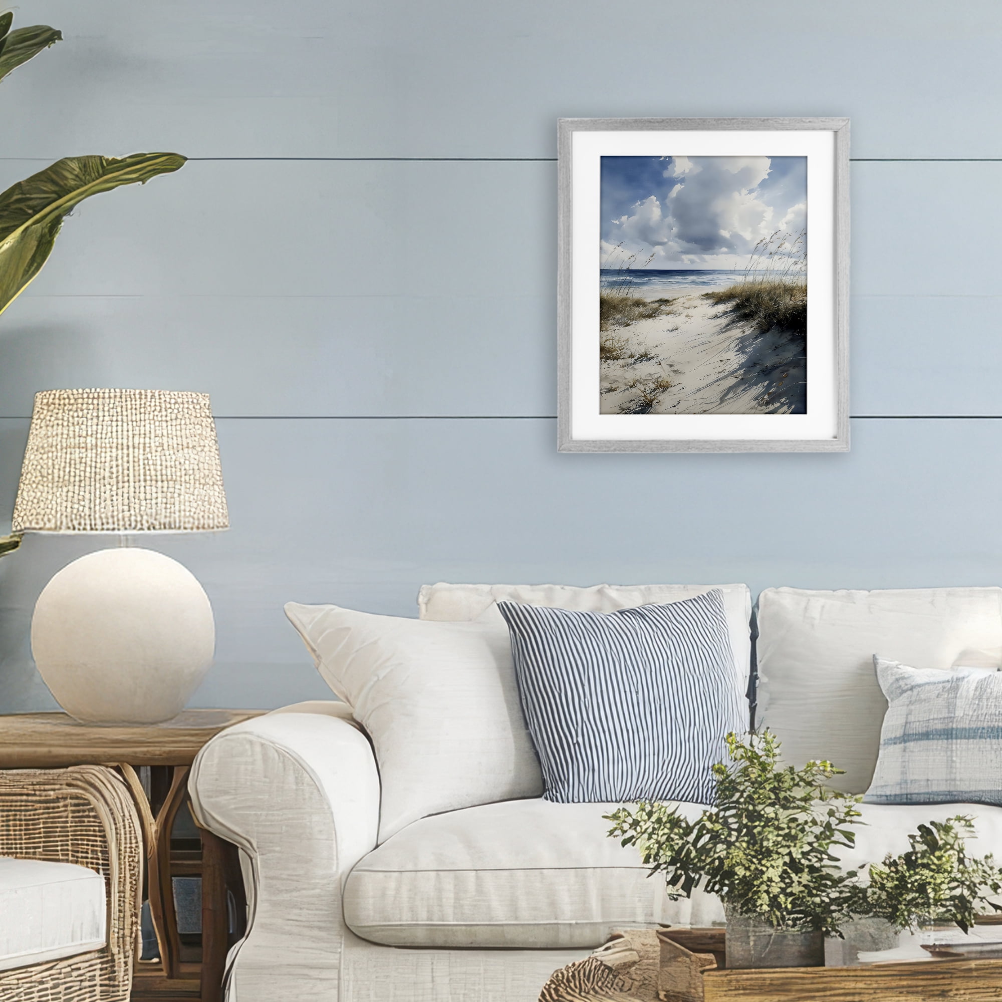 Stupell Industries Dune Beach at Midday Gray Framed Print Under Glass, design by Franklyn Gregory