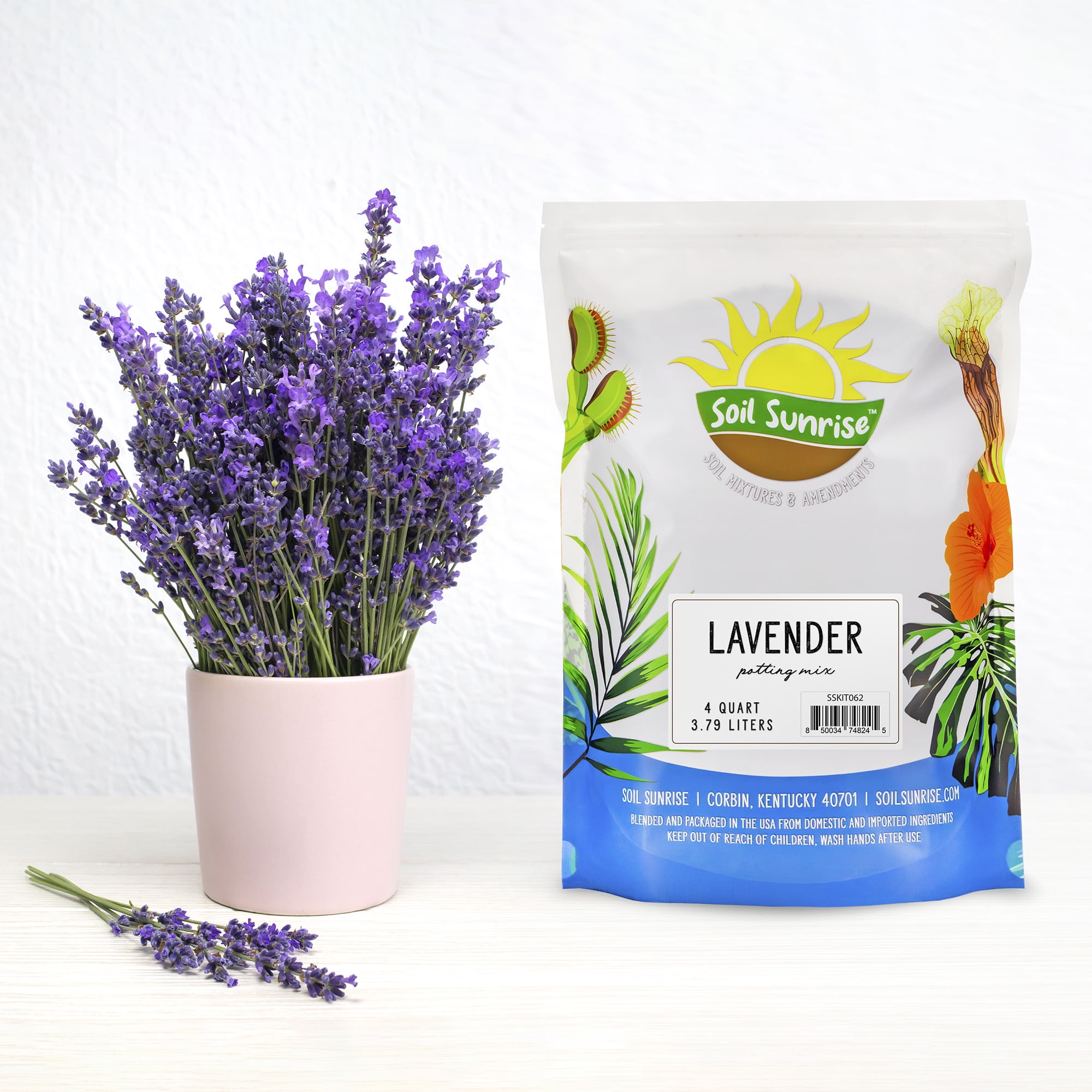 Lavender Potting Soil Mix (4 Quarts), Indoor / Outdoor Container Gardening Blend for Lavender Herb Plants