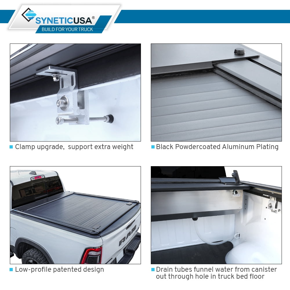 Syneticusa MR Series Retractable T-Slot Rails Hard Truck Bed Cover for 2022-2026 Ford Maverick 4’6” Bed