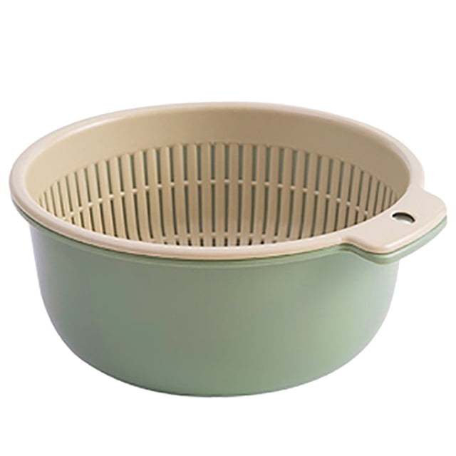 1 Set 2-In-1 Washing Strainer Bowl Separation Design PP Vegetable Cleaning Rice Strainer Kitchen Assistant