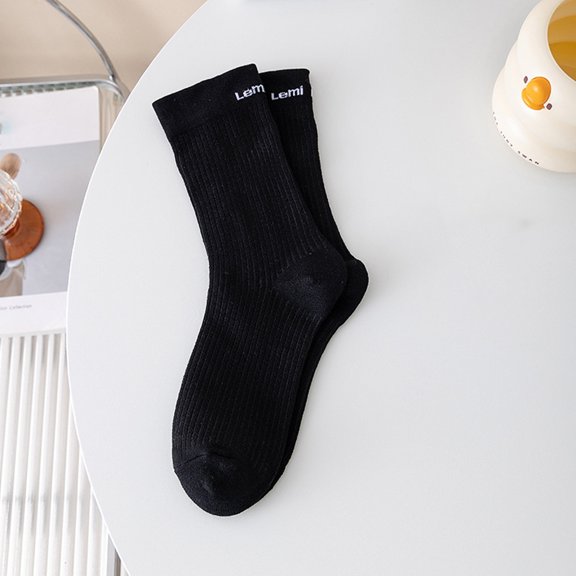 6 Pairs Women's Casual Comfort Outdoor Wear Cotton Sport Breathable Long Solid Color Stack Socks