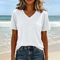 thumbnail image 5 of VBVC Women's V Neck Short Sleeve T-Shirt , Ladies' Loose Fit Breathable Casual Tee , Lightweight Basic Summer Tops For Women,White,S-2XL, 5 of 7