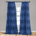 thumbnail image 5 of Ambesonne Floral Curtains, Oriental Circular Design, Pair of 28"x63", Navy Blue White and Blue, 5 of 5